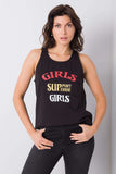 Extended Cut Sleeveless T-Shirt with Decorative Inscription Lailacart