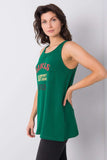 Extended Cut Sleeveless T-Shirt with Decorative Inscription Lailacart