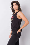 Extended Cut Sleeveless T-Shirt with Decorative Inscription Lailacart