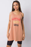 Extended Cut Sleeveless T-Shirt with Decorative Inscription Lailacart