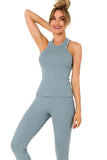 Fashionable Ribbed Top with Deep Cutouts Front and Back Lailacart