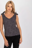 Heart Neckline Straight Cut Top with Decorative Ties Lailacart
