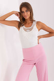 Lace-Trimmed Strapless Ribbed T-Shirt with Round Neckline Lailacart