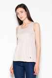 Light Suede Shoulder Blouse with Half-Round Neckline