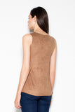 Loose Light Suede Shoulder Blouse with Half-Round Neckline Lailacart