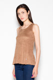 Loose Light Suede Shoulder Blouse with Half-Round Neckline