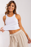 Ribbed Round Neck T-Shirt with Thick Straps Lailacart