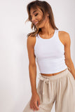 Ribbed Round Neck T-Shirt with Thick Straps Lailacart