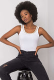 Ribbed Top with Round Neckline and Chain Detail Lailacart