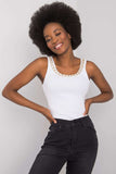 Ribbed Top with Round Neckline and Chain Detail Lailacart