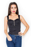 Sexy Corset-Style Top with Zipper and Wide Straps