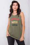 Sleeveless Round Neck T-Shirt with Decorative Inscription Lailacart