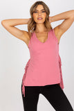 Sleeveless Summer T-Shirt with Heart Neckline & Tassels Lailacart