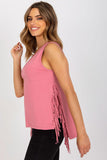Sleeveless Summer T-Shirt with Heart Neckline & Tassels Lailacart