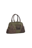 Trapezoid Canvas Shoulder Bag with Leather Accents Lailacart