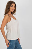 V-Neck Adjustable Strap Loose-Fit Cotton Blend Shirt Lailacart
