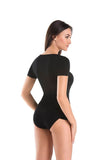 V-Neck Women's Short-Sleeved Cotton Undershirt in Black Lailacart