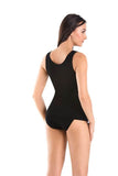 Women's Black Cotton Top with Wide Straps and Semicircle Hem Lailacart