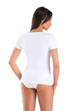Women's Stretchy Short-Sleeved Cotton Undershirt - White Lailacart