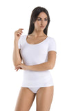 Women's Stretchy Short-Sleeved Cotton Undershirt - White