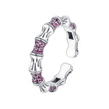 925 Silver Bamboo Knot Diamond Opening Ring For Women's High Level Luxury