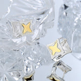 S925 Sterling Silver Gold Silver Contrast Four Bright Star Old Flower Tang Grass Ear Buckle Earrings