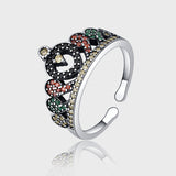 925 Sterling Silver Crown Ring Female Personality Minority Ring