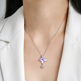 Shining Purple Butterfly Necklace 925 Sterling Silver Personalized Ins Sweater Chain