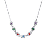 S925 Sterling Silver Fashion Colorful Square Dice Zircon Necklace Retro Heavy Industry Collar Chain