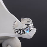 S925 Sterling Silver Dessert Spirit Opal Embossed Pattern Ring