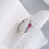 925 Sterling Silver Angel's Wing Index Finger Ring Female