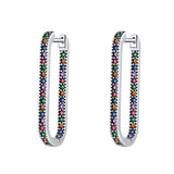 Diamond Inlaid Rectangular S925 Sterling Silver Vintage Wear Geometric Earrings