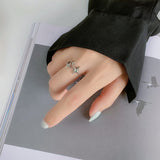 Sterling Silver Niche Design Meteor Moonlight Stone Irregular Texture Ring