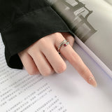 S925 Sterling Silver Heavy Industry Retro Scepter Nail Red Diamond Ring Girl