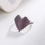 Small Number Of Ins Design Love Inlaid Diamond Personality Women's Ring Tail Ring