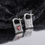 Sterling Silver Earrings Vintage Silver Lock Earrings Inlaid With Heart-shaped Zircon S925 Silver