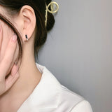 Black And White Ear Buckle S925 Sterling Silver Small Earring Female