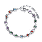 Rainbow Zirconium Dice Bracelet Women S925 Sterling Silver Vintage Fashion Four Sided Diamond