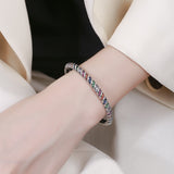 S925 Sterling Silver Geometric Colorful Tribal Elements Diamond Bracelet
