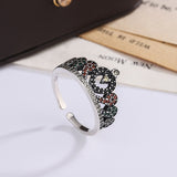 925 Sterling Silver Crown Ring Female Personality Minority Ring