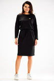 Loose Long Sleeve Dress with Waist Tie and Pockets