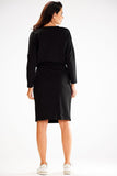 Loose Long Sleeve Dress with Waist Tie and Pockets