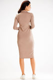 Long Sleeve Fitted Dress with Collar and Applique