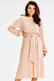 Flared Bottom Long Sleeve Loose Dress with Sash