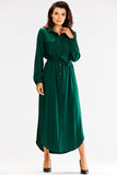 Buttoned Maxi Dress with Pockets and Waist Tie