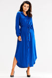 Shirt-Like Maxi Dress with Long Sleeves and Pockets