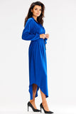 Shirt-Like Maxi Dress with Long Sleeves and Pockets