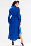 Shirt-Like Maxi Dress with Long Sleeves and Pockets