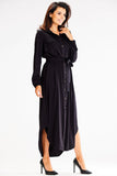 Shirt-Like Maxi Dress with Long Sleeves and Pockets