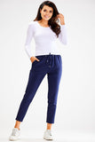 Adjustable Fitted Pants with Side Pockets and Elastic Waist
